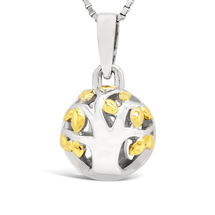 Spring set of A family tree - sterling silver necklace and earrings (yellow gold)